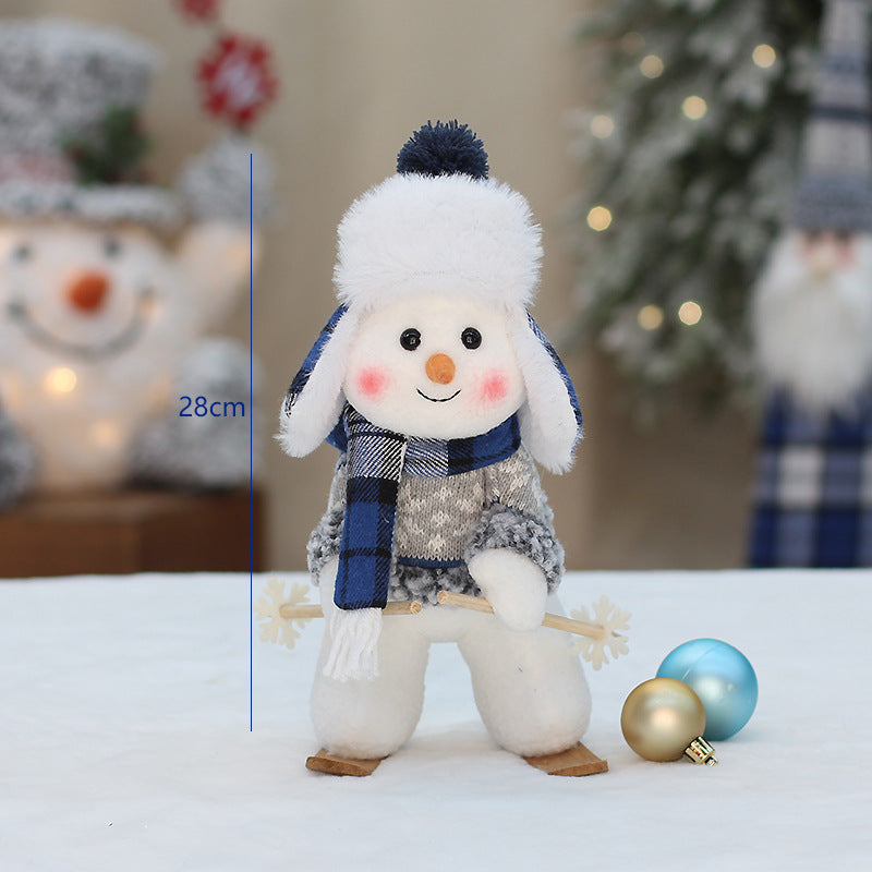 Blue Fabric Swing Snowman Doll Christmas Decoration