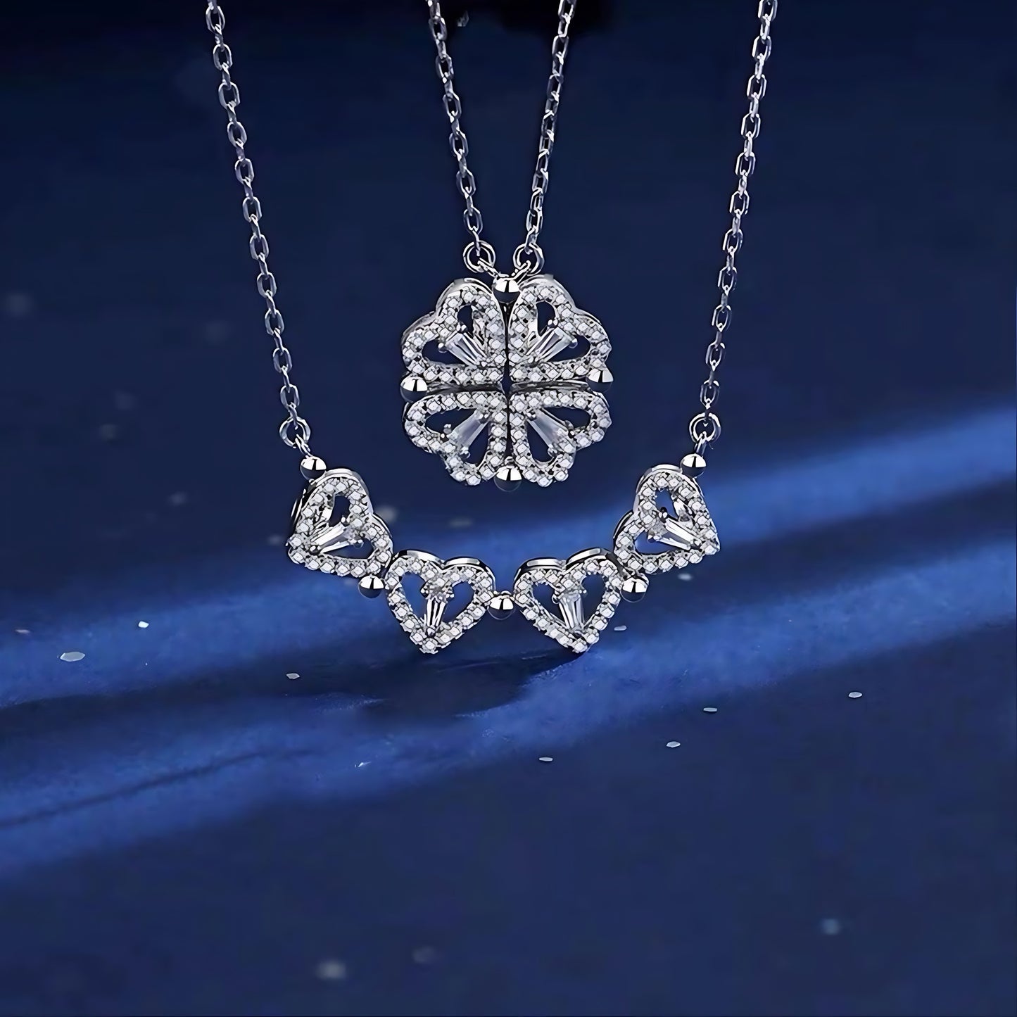 Four-leaf clover collar chain heart-shaped necklace