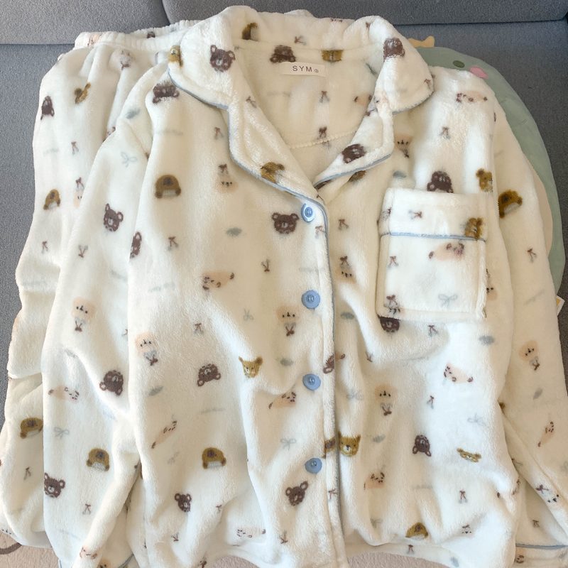 Women's Cartoon Coral Fleece Pajama Set