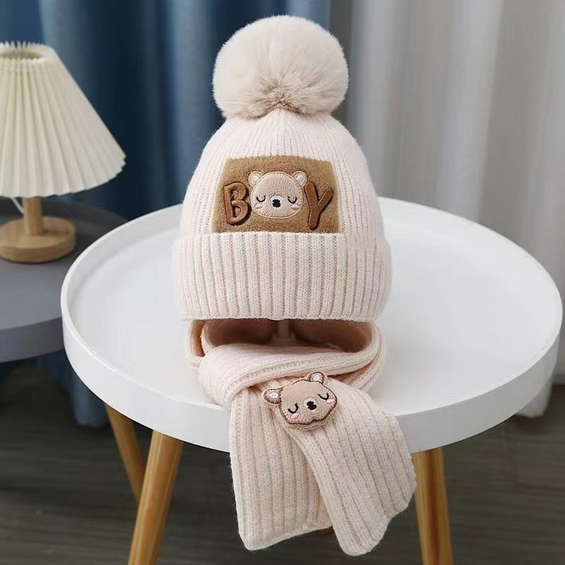 Children's Knitted Winter Hat and Scarf Set