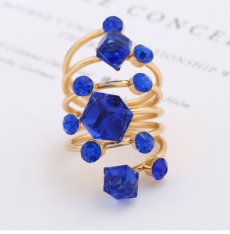 Crystal diamond ring