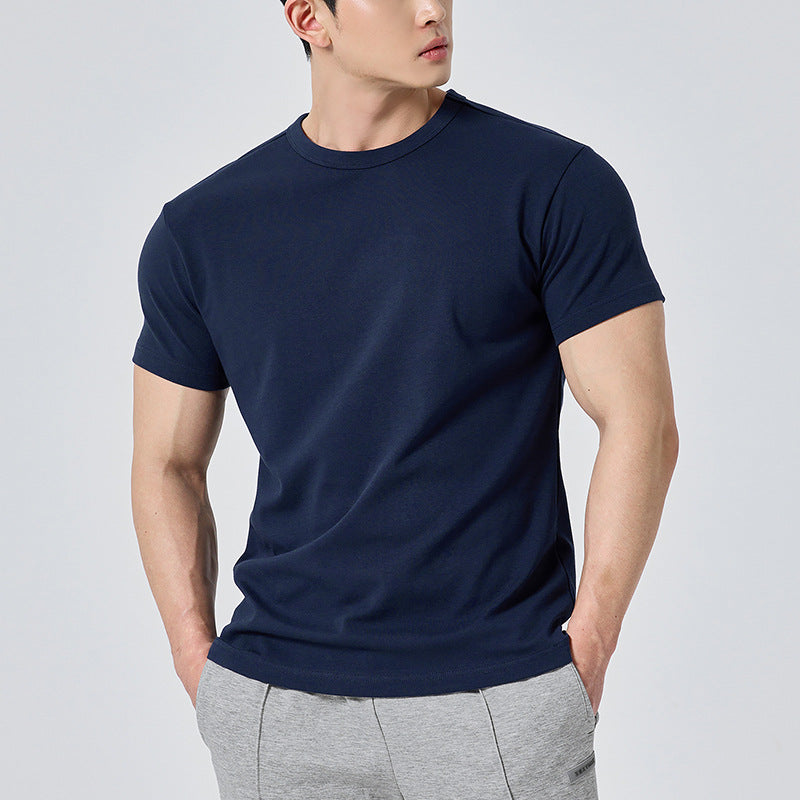 Men's short-sleeved round-neck fitness exercise