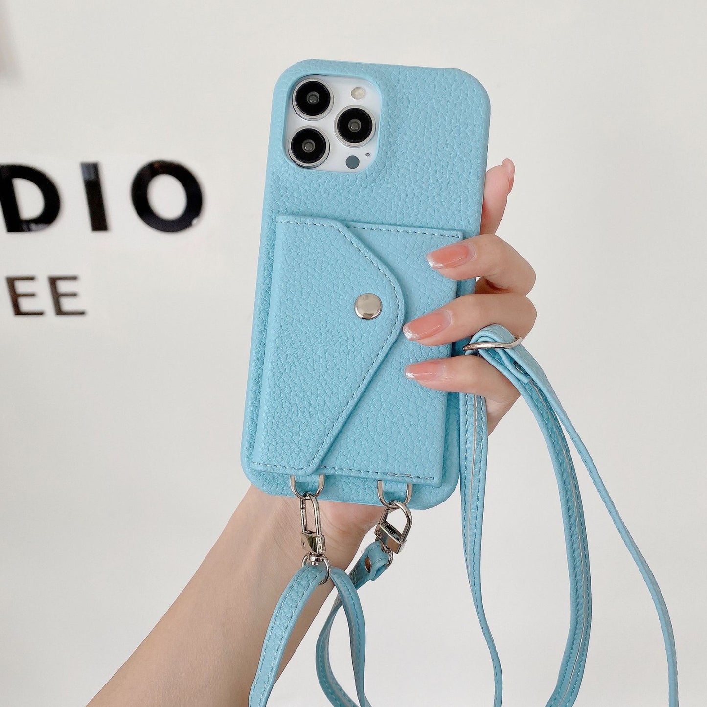 Litchi - grain Card - holder Phone Case