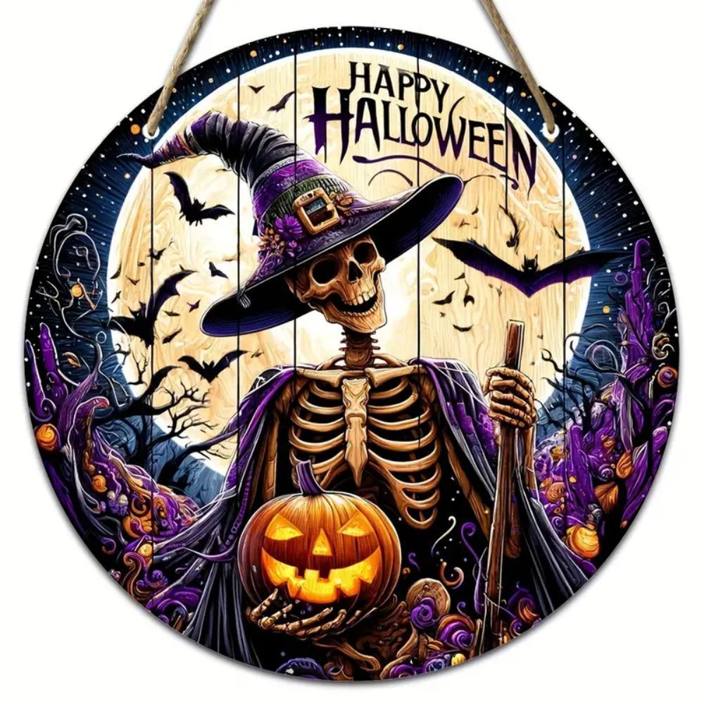 Halloween Stand Wooden Craft House Number Hanging Decoration
