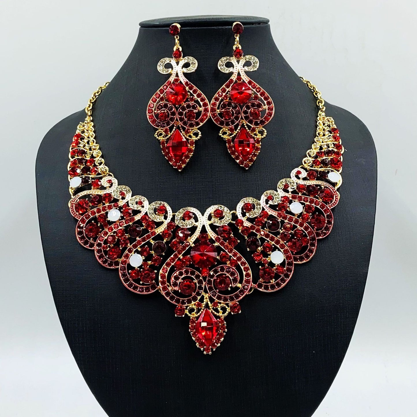Full diamond necklace and earrings set