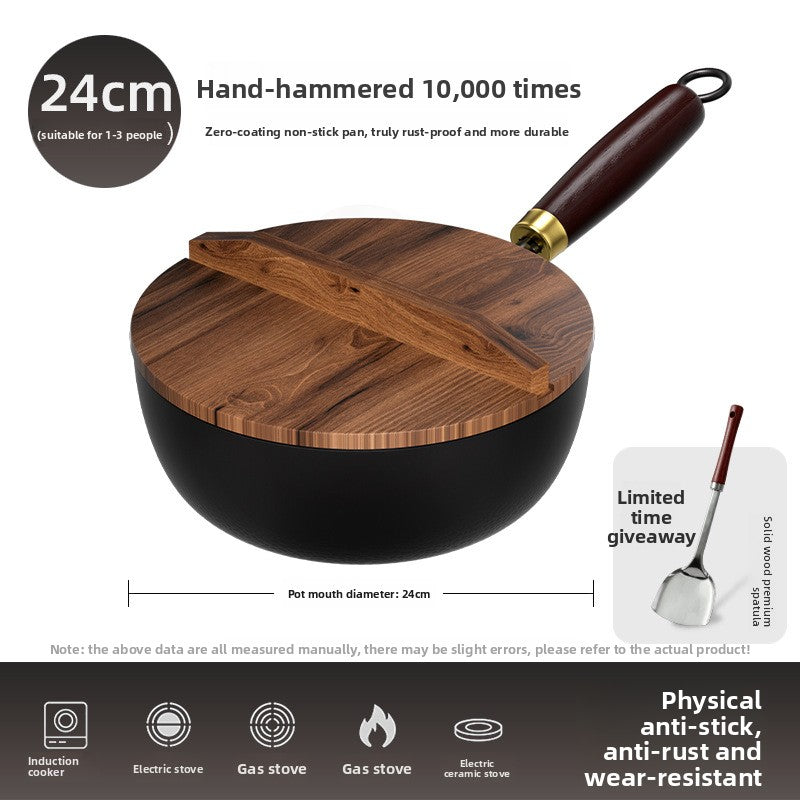Traditional Hammered Iron Wok Non-stick Frying Pan
