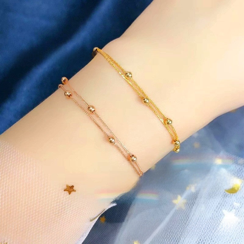 Adjustable 18K Gold Bead Bracelet