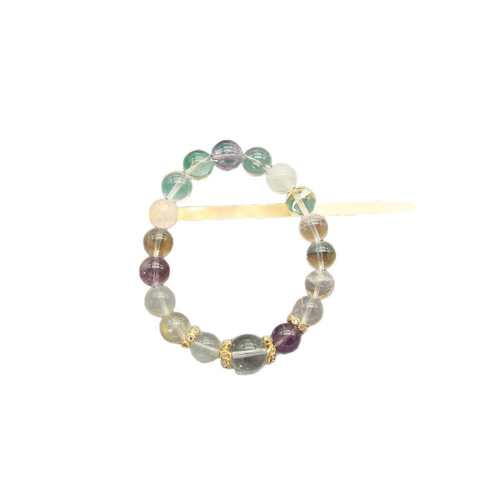 Elastic Crystal Bead Bracelet with Amethyst Citrine