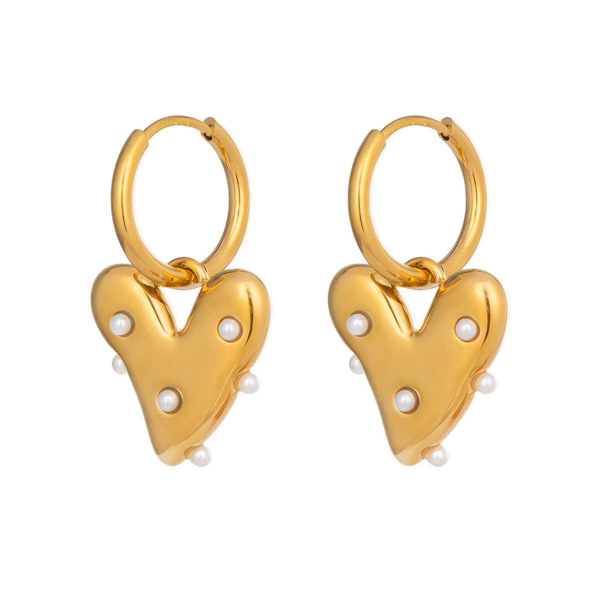 Heart Shell Bead Gold Plated Earrings