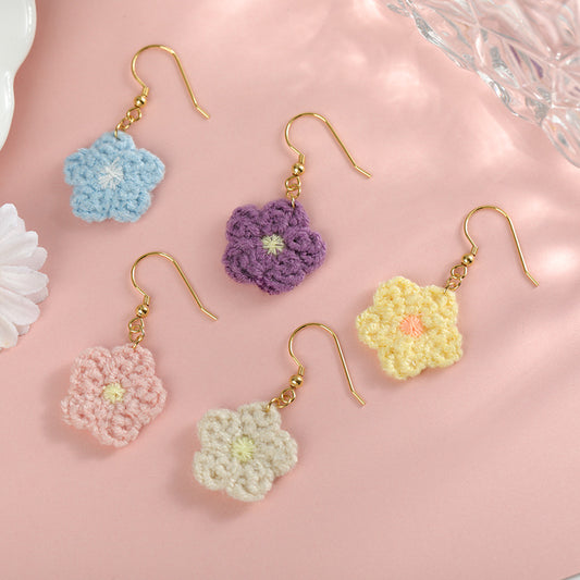 Forest Style Knitted Sunflower Earrings