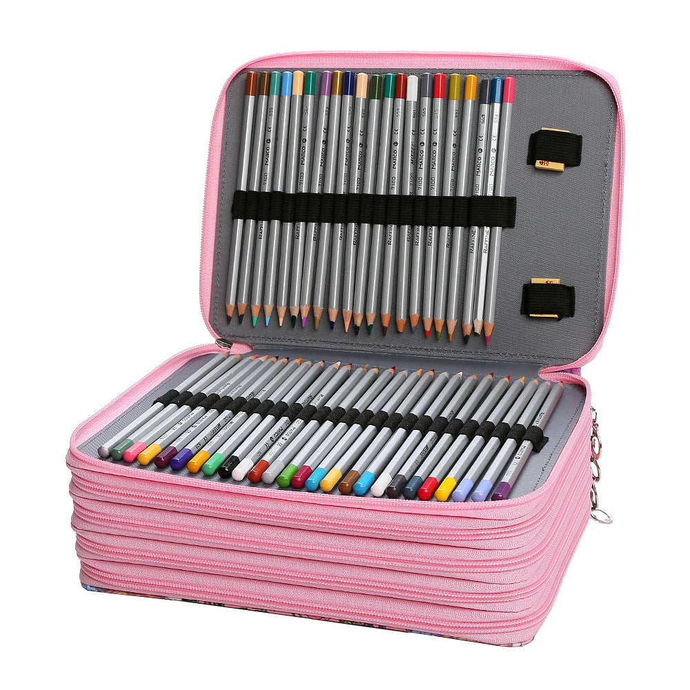 Large-capacity five-layer zippered pencil case