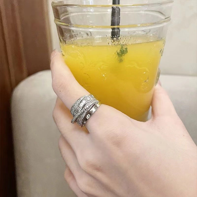 Shining Zircon Geometric Ring