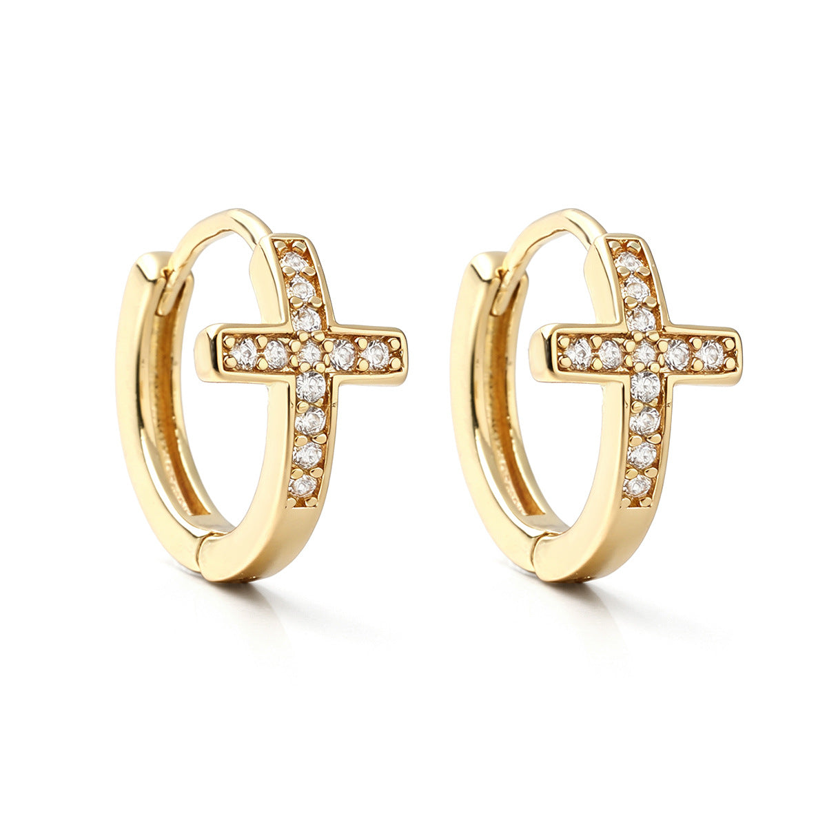 Geometric Cross Zircon Earrings