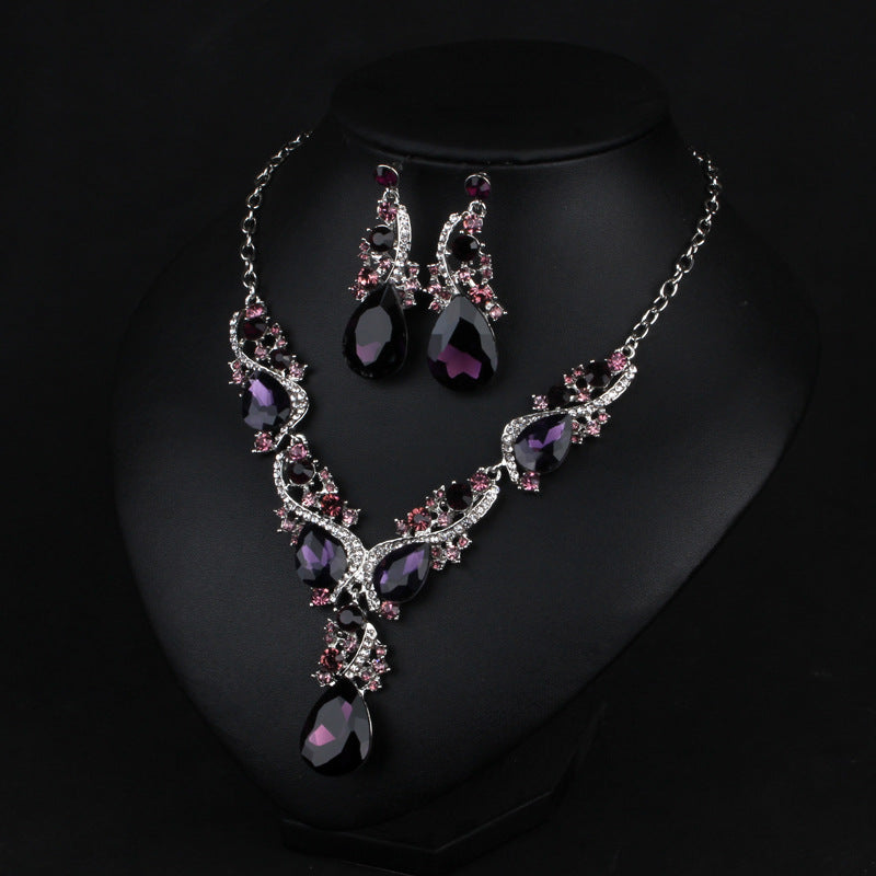 Collar chain earrings set