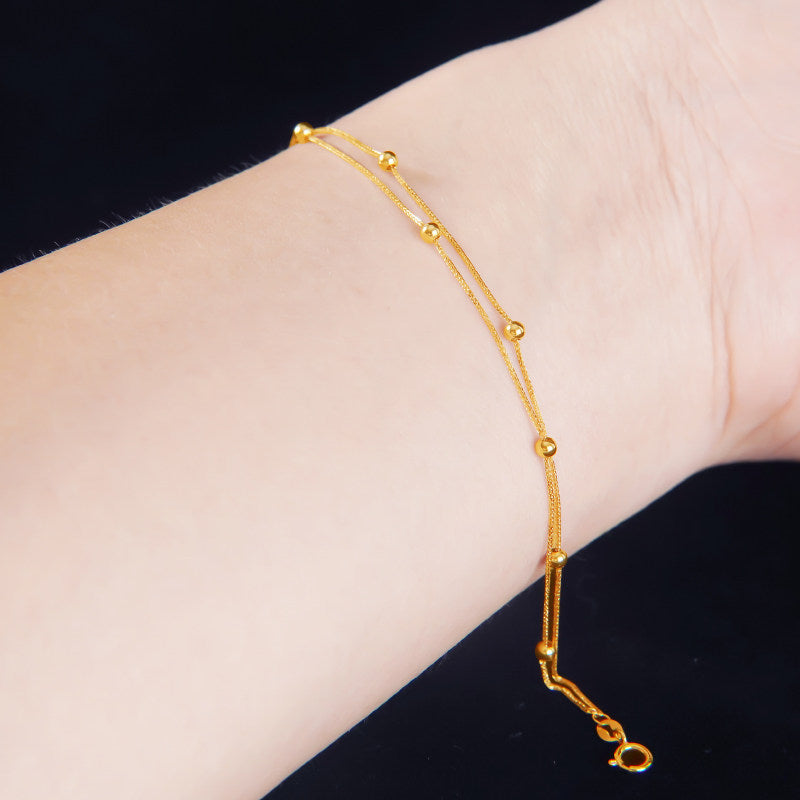 Adjustable 18K Gold Bead Bracelet