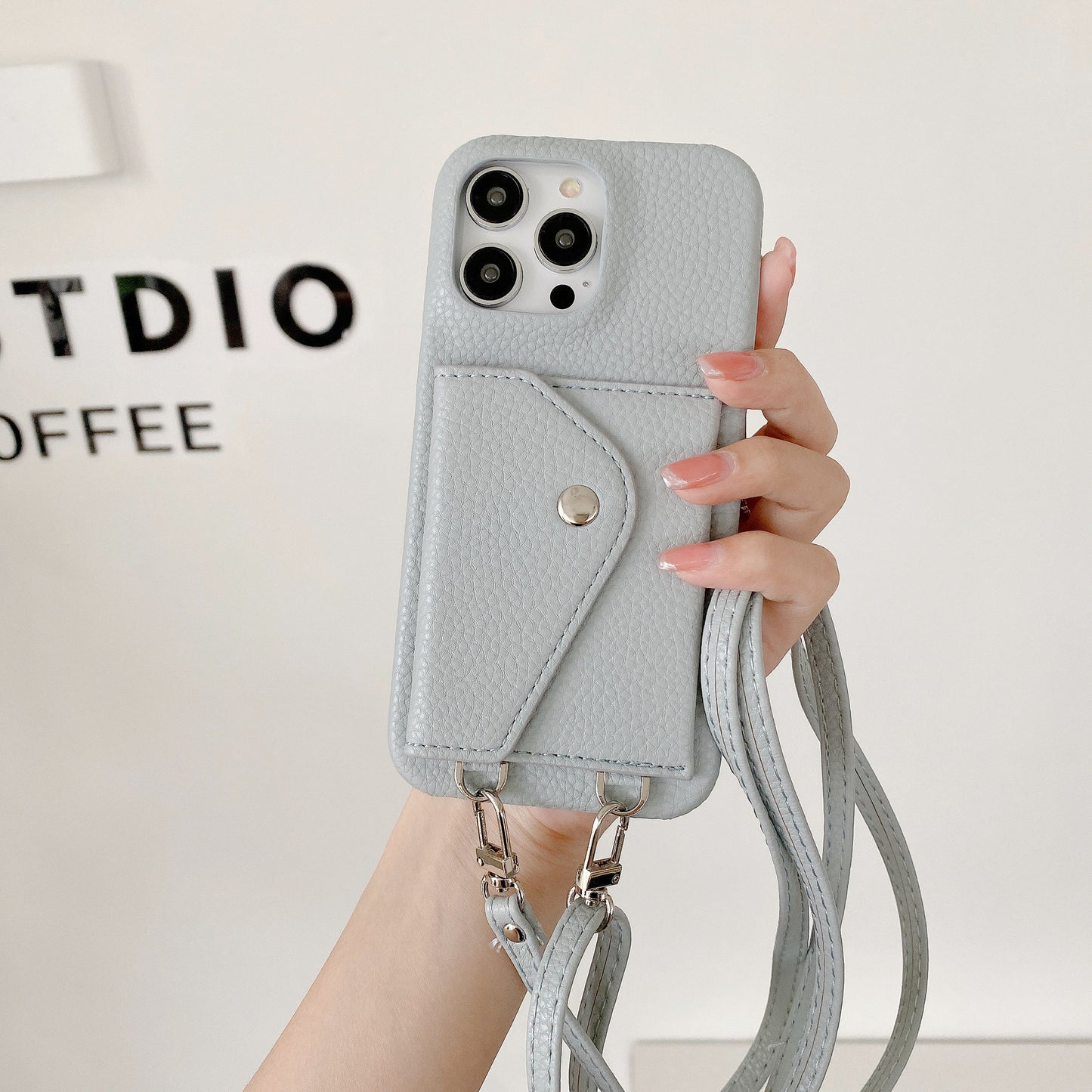 Litchi - grain Card - holder Phone Case