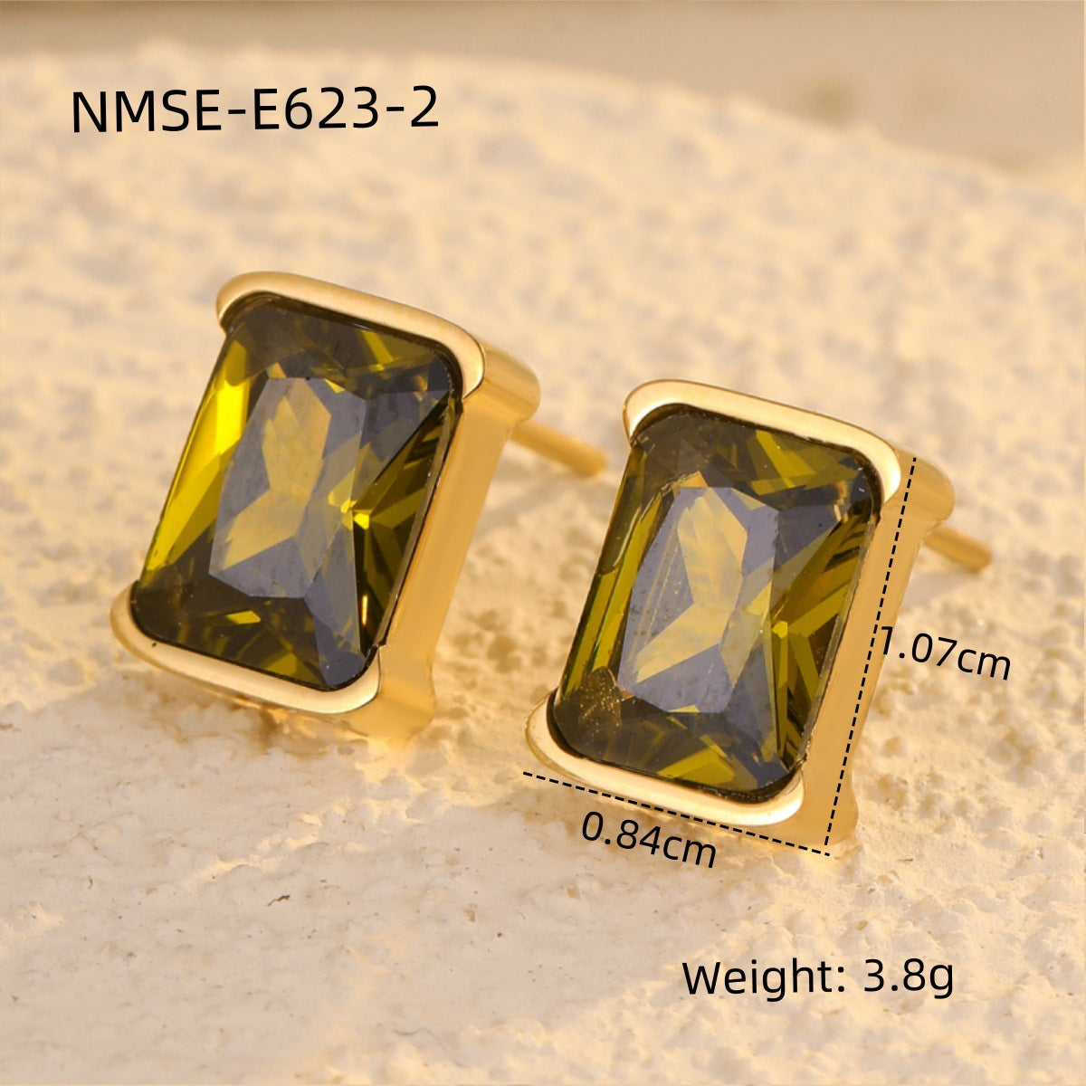 Niche Simple Titanium Steel Square Zircon Earrings Cross-Border Popular Same Style Ladies Non-Fading Stainless Steel Earrings Earrings