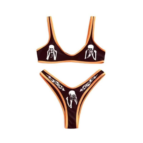 Ribbed printed bikini swimsuit