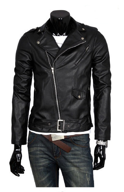 Spring and Autumn New Korean Style Motorcycle Slim Fit Leather Jacket Men's Leather Jacket British Fashion Men's Leather Jacket