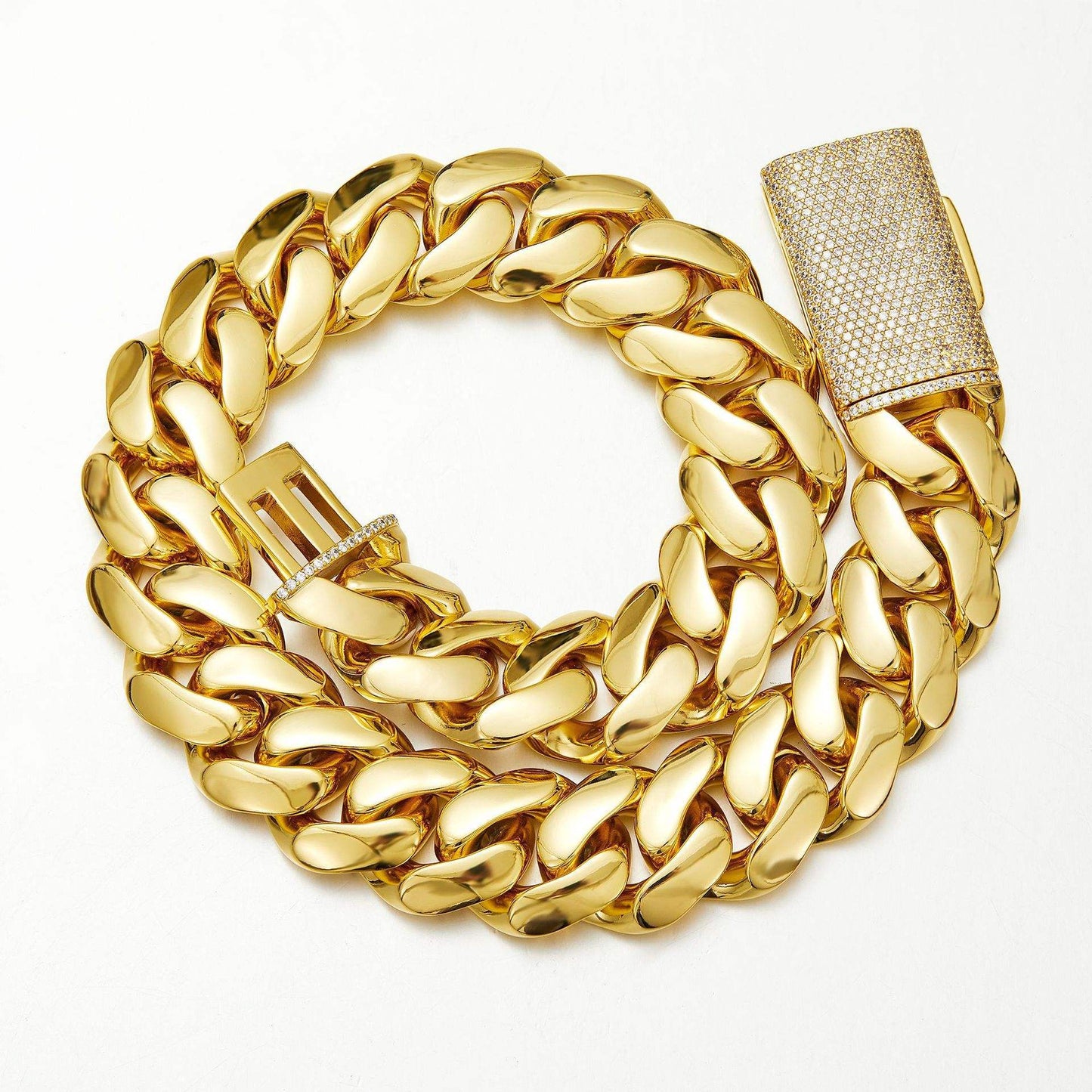 Men's Hip-Hop Copper Cuban Chain Necklace with Zircon Clasp