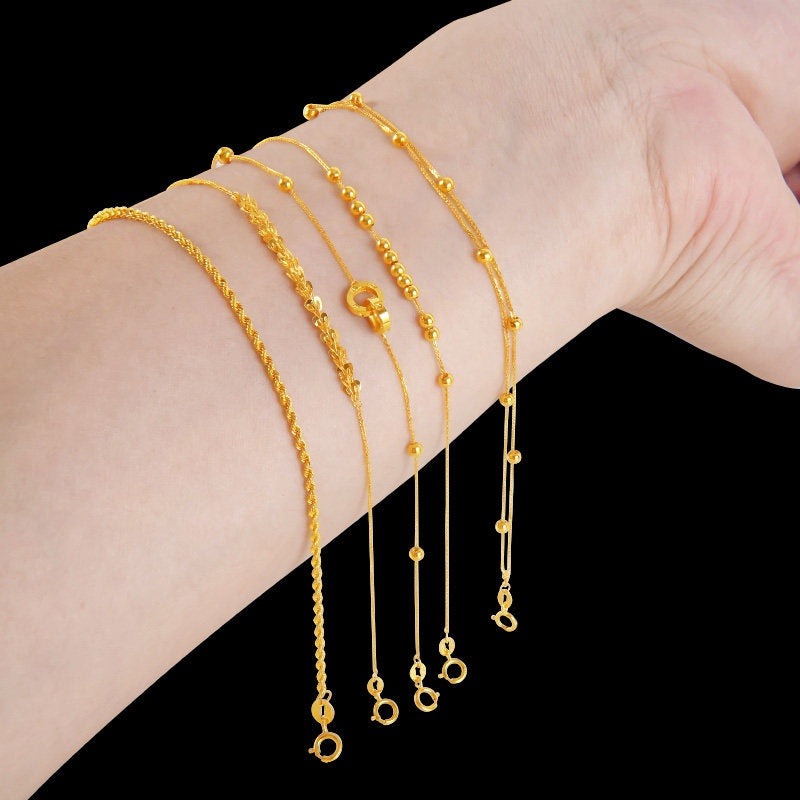 Adjustable 18K Gold Bead Bracelet