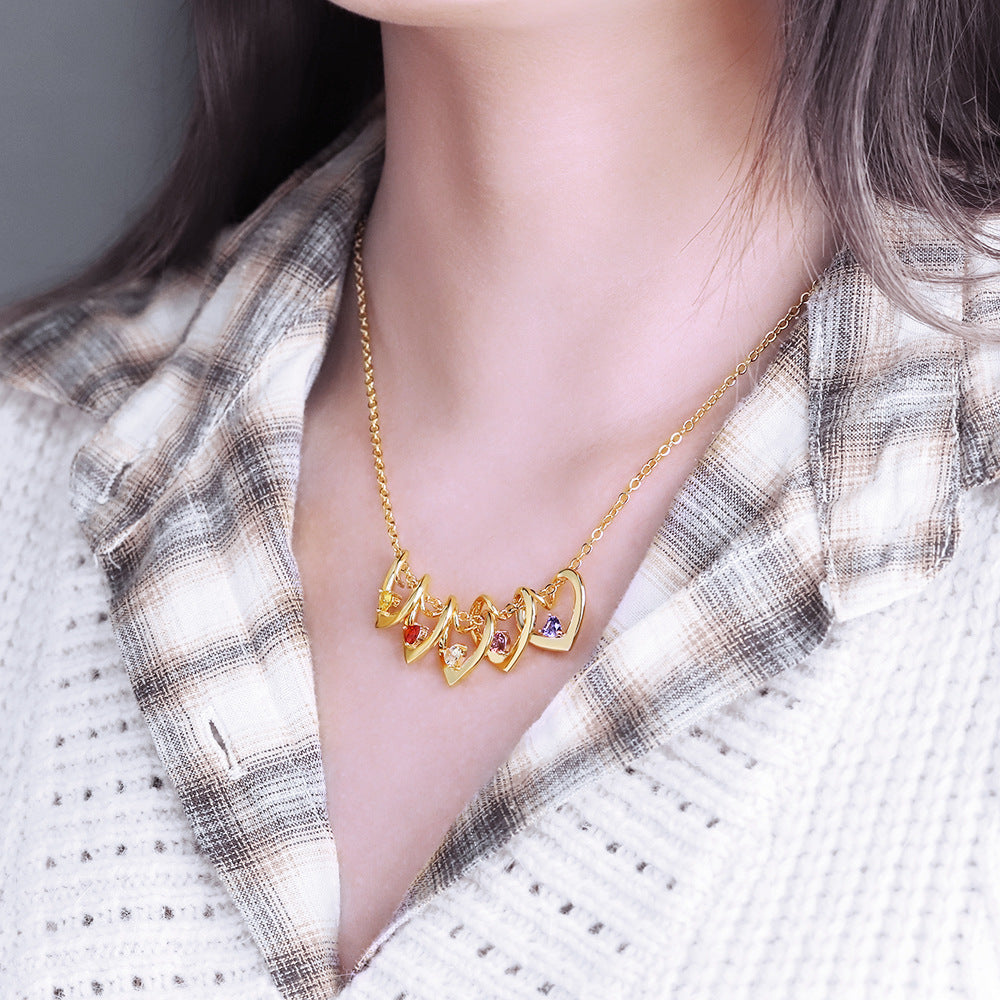 Heart-shaped diamond-studded necklace