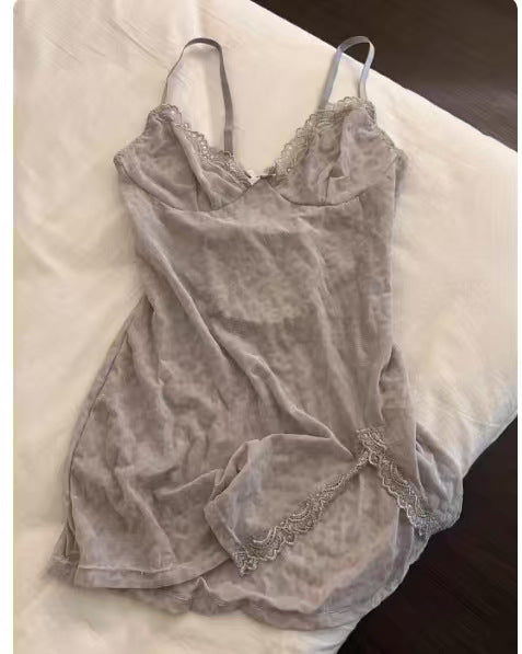 Pink leopard print tight nightgown