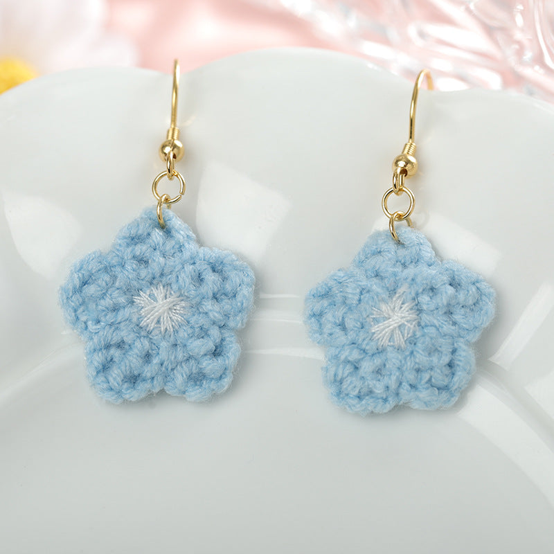 Forest Style Knitted Sunflower Earrings