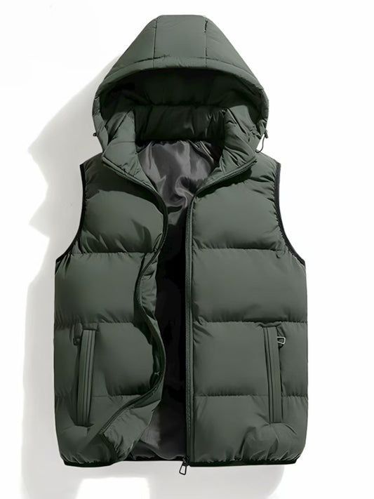 Men's Down Cotton Vest with Hood