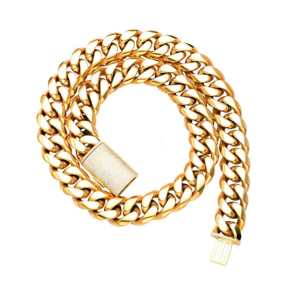 Men's Hip-Hop Copper Cuban Chain Necklace with Zircon Clasp