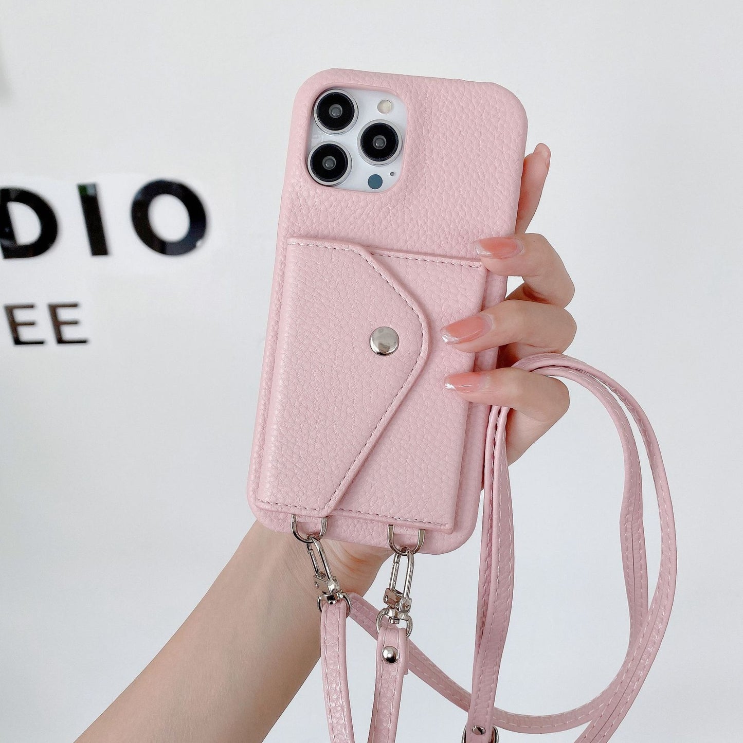 Litchi - grain Card - holder Phone Case