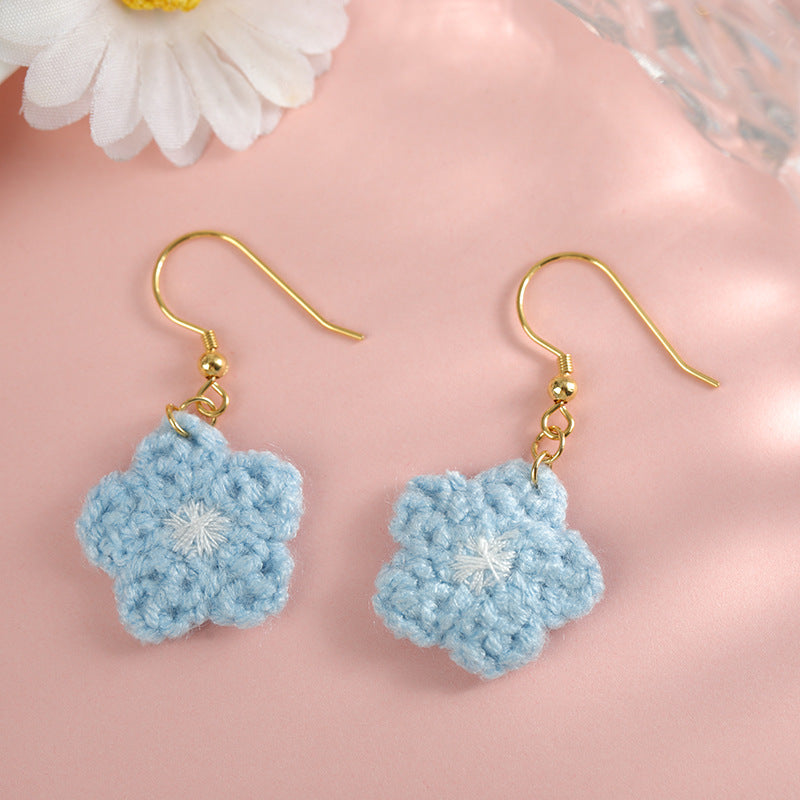 Forest Style Knitted Sunflower Earrings