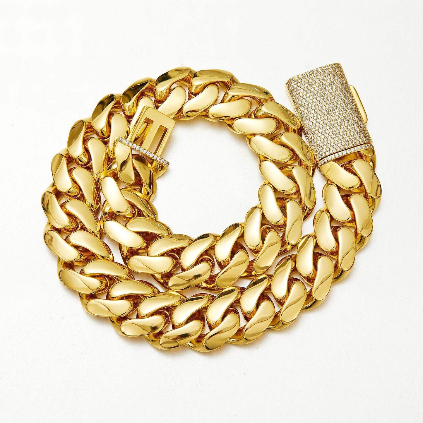 Men's Hip-Hop Copper Cuban Chain Necklace with Zircon Clasp