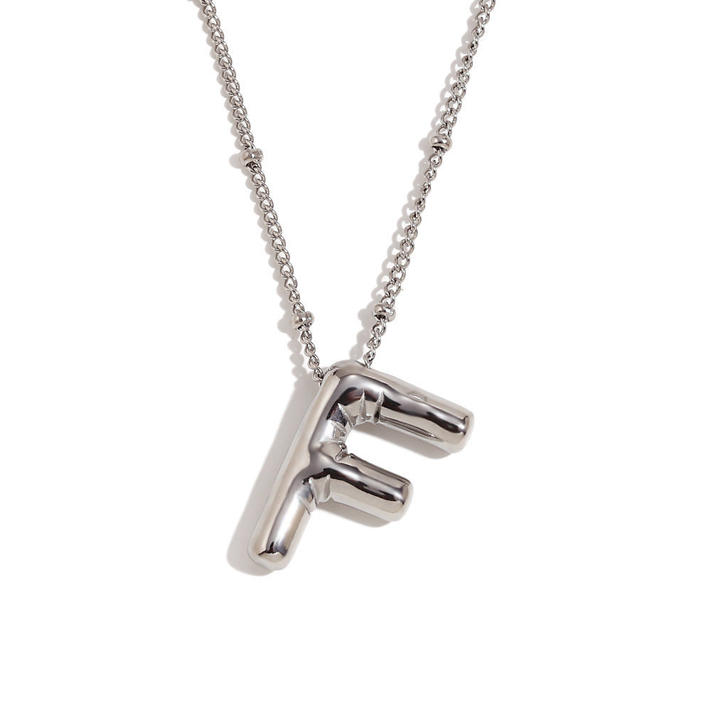 26 English Bubble Glossy Letter Necklace