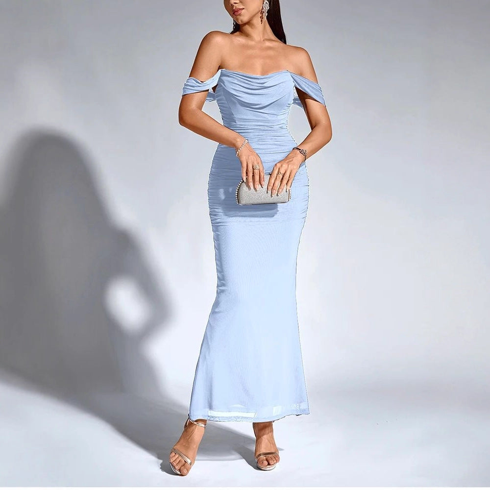 Solid Color One-Neck Hip-Hugging Dress