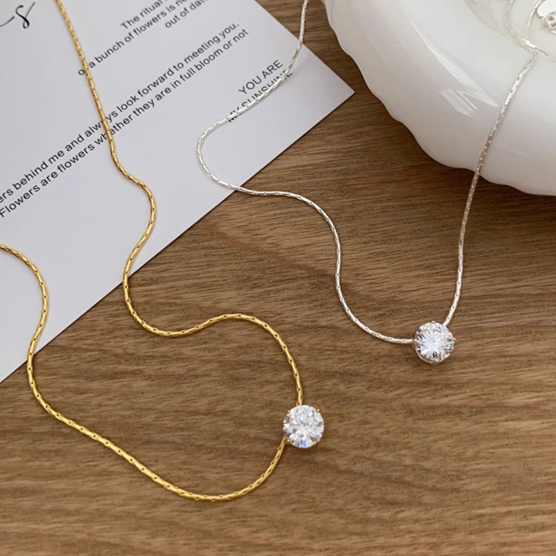 Mini Zircon Pendant Necklace Geometric Light Luxury Women