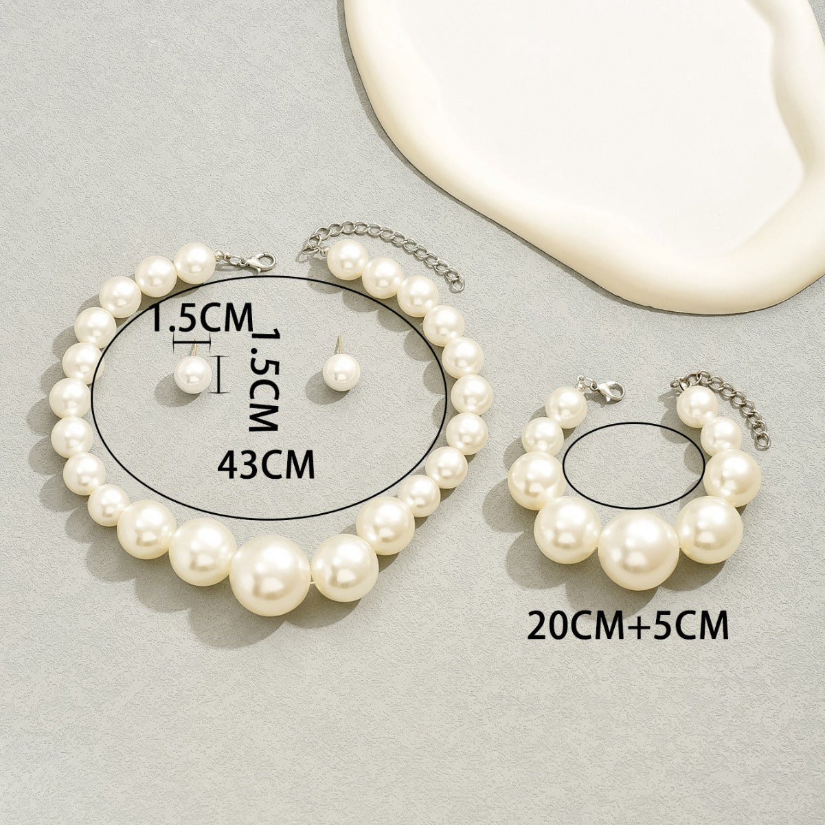 Earring pearl bracelet chain set