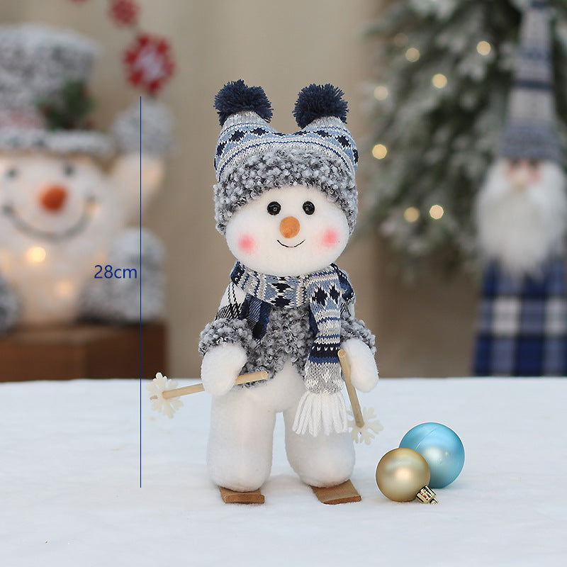 Blue Fabric Swing Snowman Doll Christmas Decoration