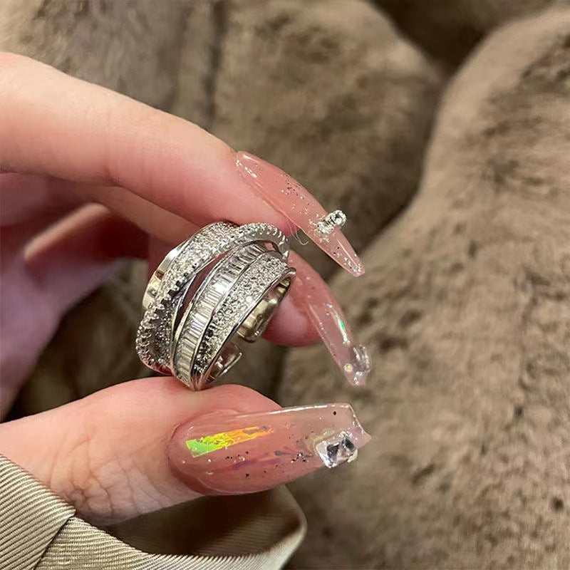 Shining Zircon Geometric Ring