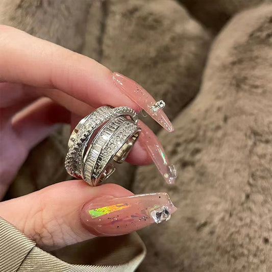 Shining Zircon Geometric Ring