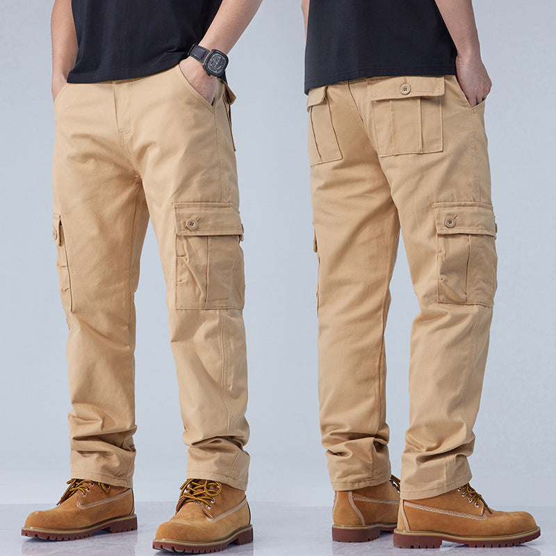 Pure cotton work pants with loose and straight fit