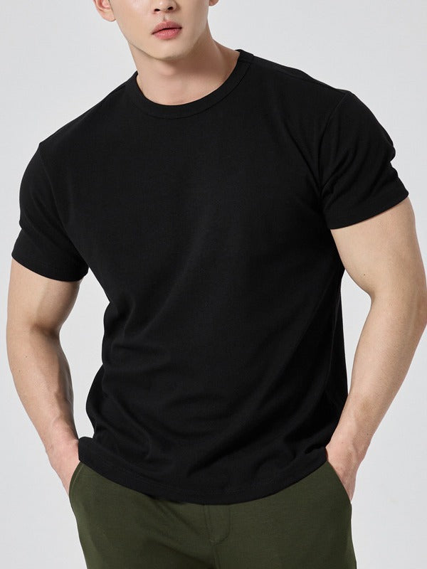 Men's short-sleeved round-neck fitness exercise