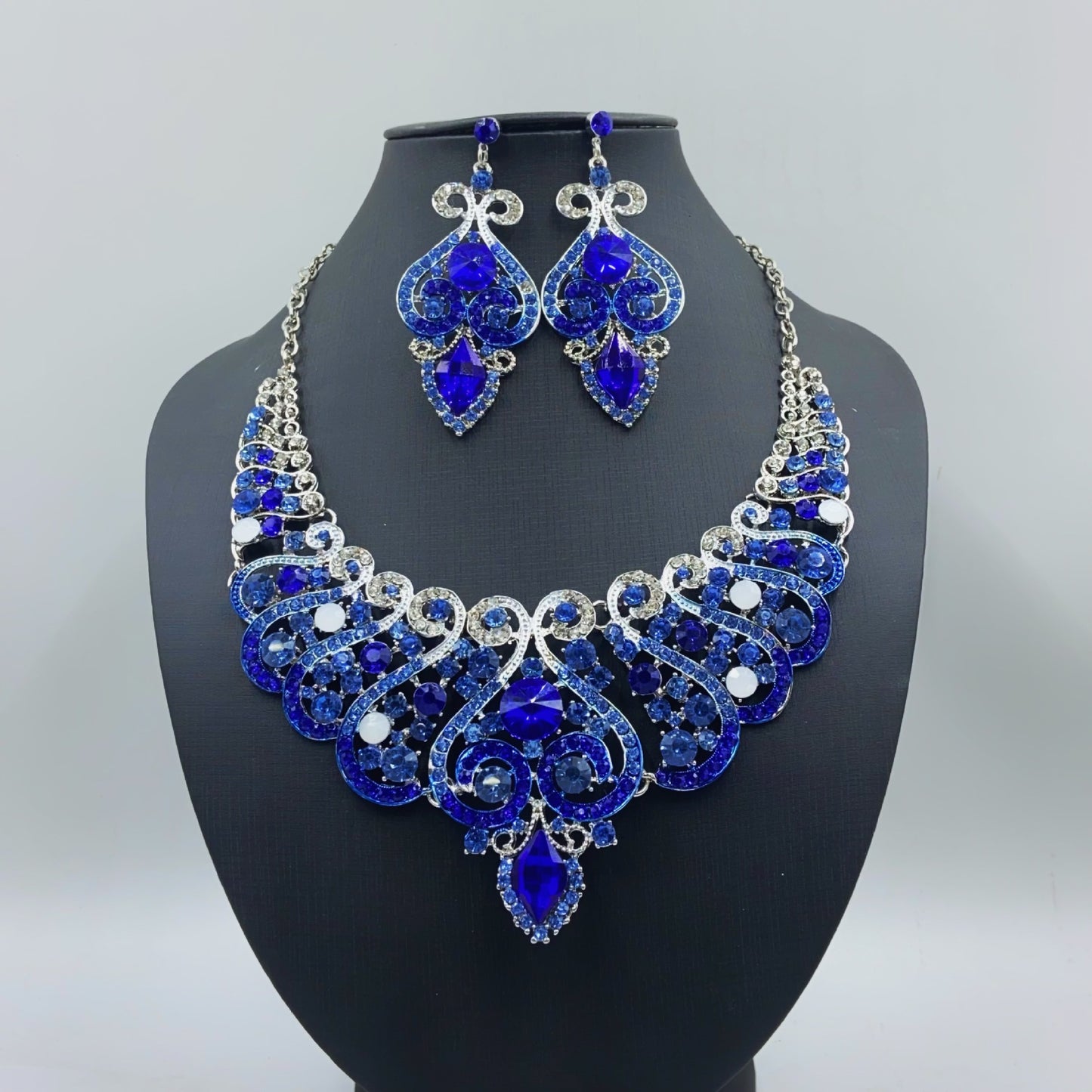 Full diamond necklace and earrings set