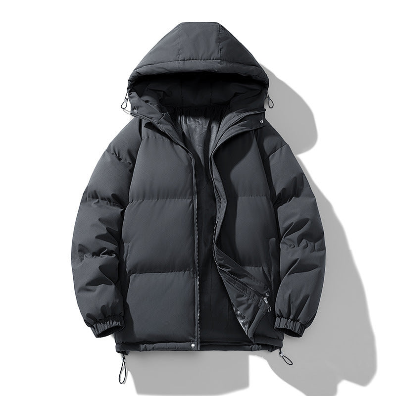 Winter men's hooded down jacket with down and cotton filling