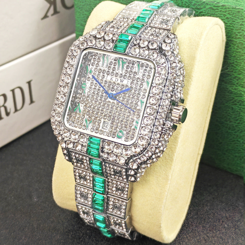Fashion Square Diamond Quartz Watch for Men