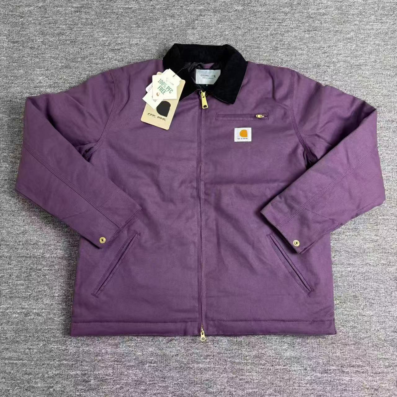 Thickened lapel canvas washed coat