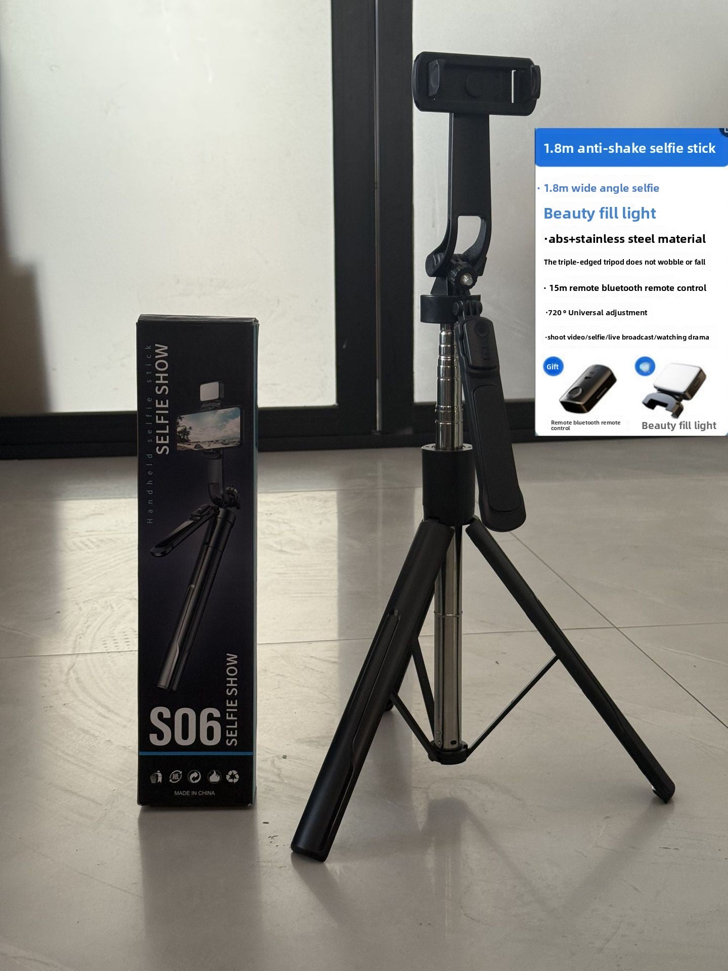 Bluetooth retractable tripod