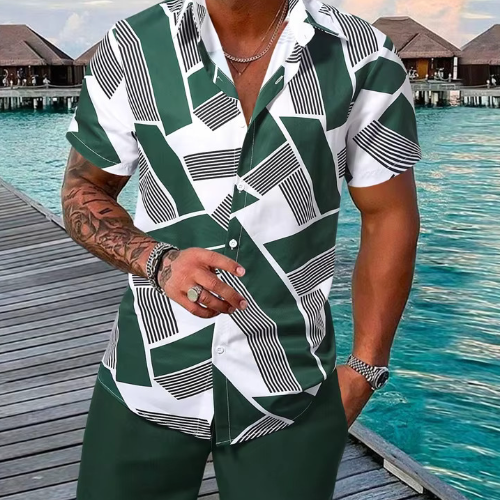 Casual Printed Shirt suit Men