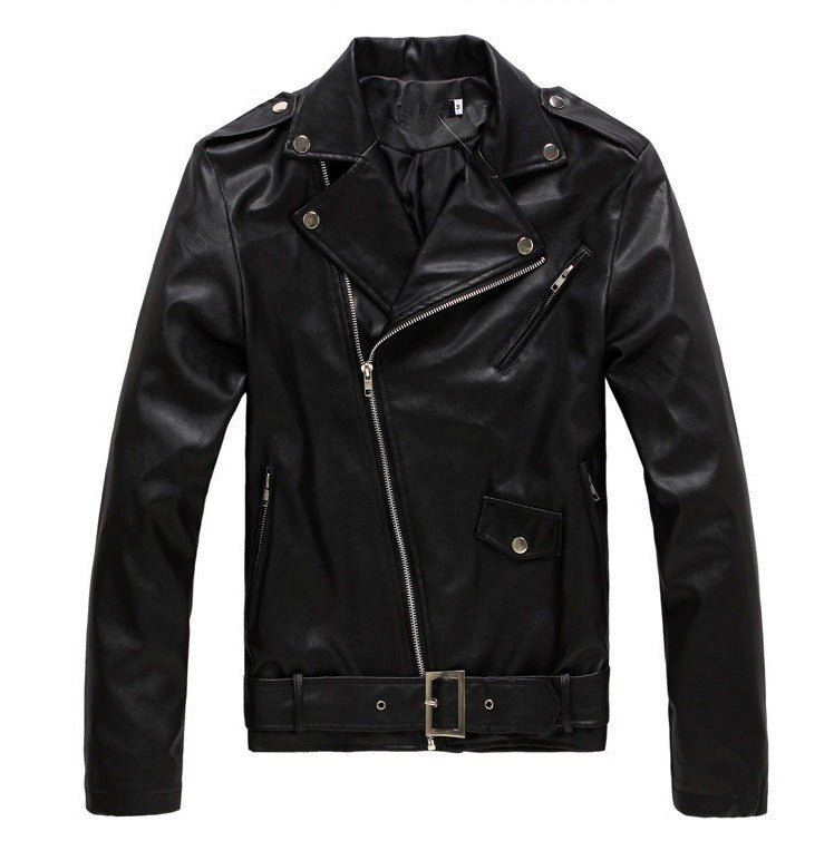 Spring and Autumn New Korean Style Motorcycle Slim Fit Leather Jacket Men's Leather Jacket British Fashion Men's Leather Jacket