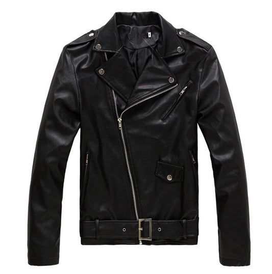 Spring and Autumn New Korean Style Motorcycle Slim Fit Leather Jacket Men's Leather Jacket British Fashion Men's Leather Jacket